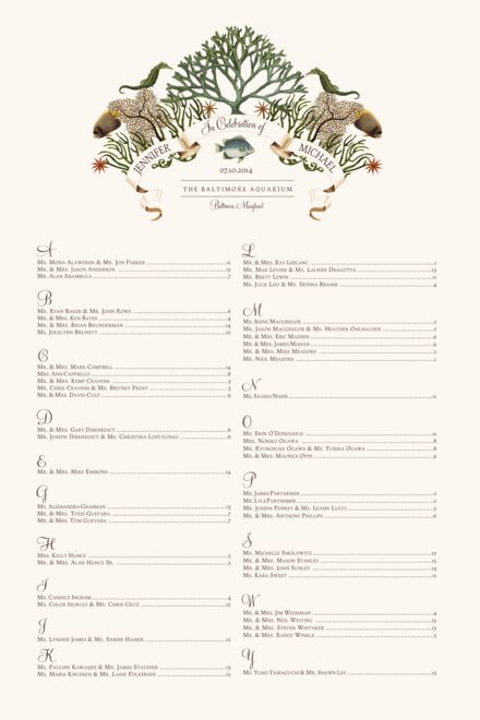 Beach Wedding Seating Chart Ocean Garden Seating