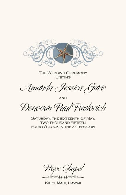 Blue Sand Dollar Wedding Programs Church Programs Beach Themed