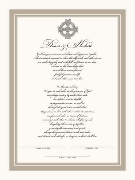Celtic Cross Irish Wedding Marriage Certificates with Celtic Symbols ...