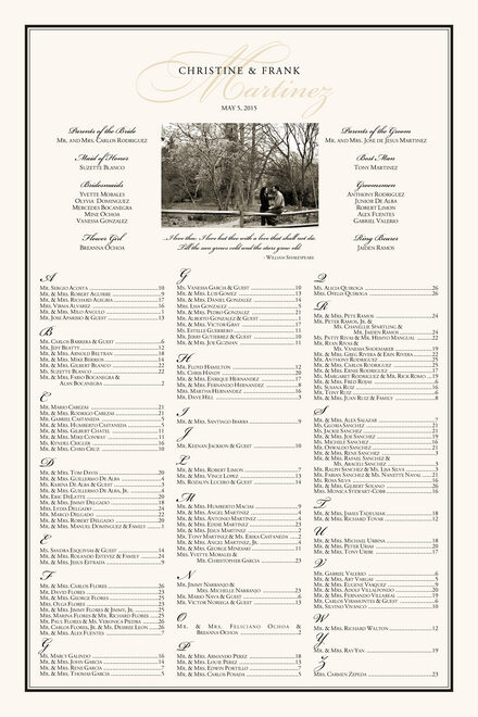 Wedding Seating Arrangement Chart