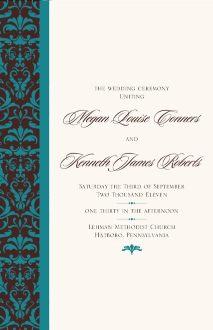 Damask Wedding Programs Wedding Ceremony Programs Wedding