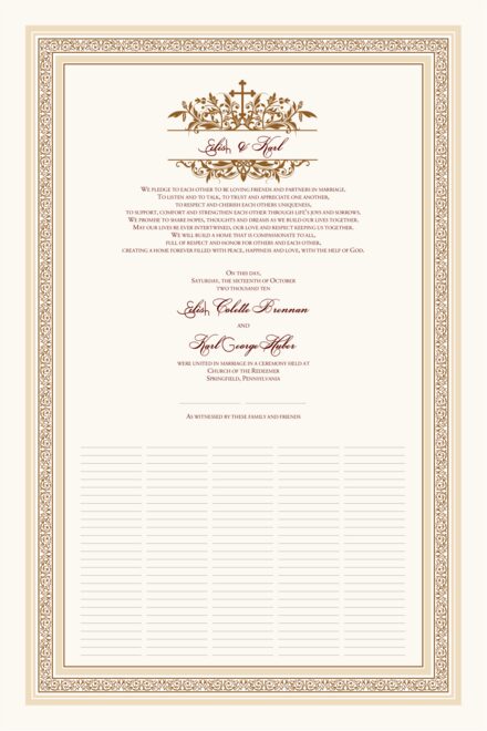 Irish Wedding Marriage Certificate - Peace In Ireland with Celtic Cross ...