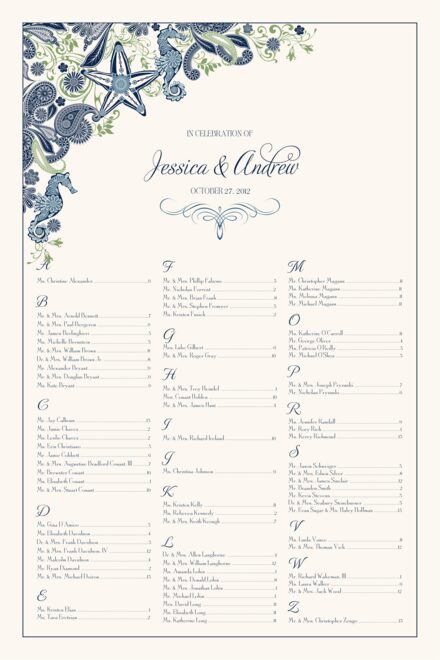 Wedding Guest List Chart