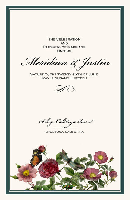Rose Garden Wedding Program Garden Ceremony Programs Church