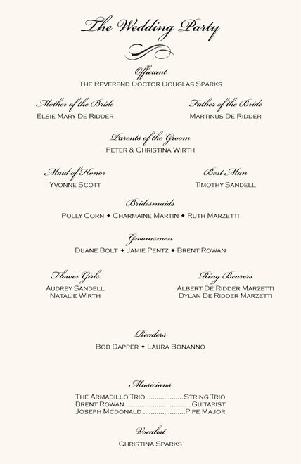 Rose Garden Wedding Program Garden Ceremony Programs Church