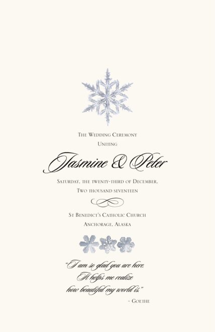 Winter Wedding Snowflake Wedding Programs Custom Marriage