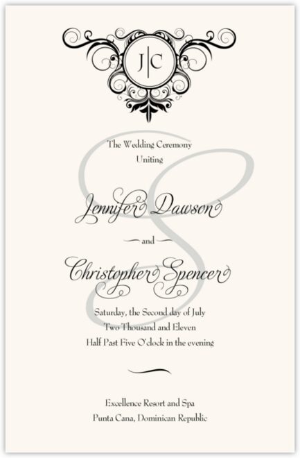 modern wedding programs spiral swirl wedding ceremony wedding program cover
