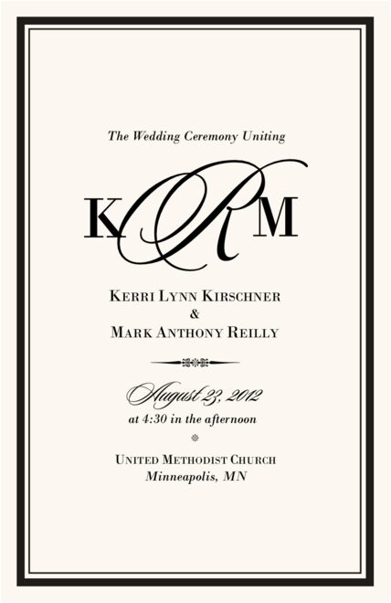 Monogram Wedding Programs Wedding Ceremony Programs Wedding