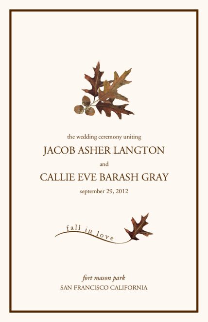 Fall Wedding Programs Wedding Ceremony Programs Wedding Church