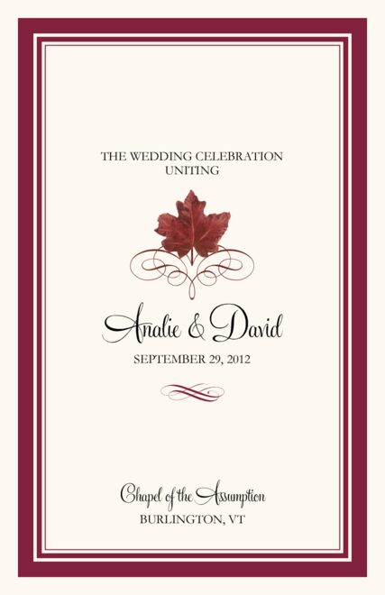 Fall Wedding Programs Wedding Ceremony Programs Wedding Church