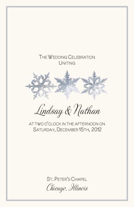 Snowflake Winter Wedding Programs With Snowflake Designs Holiday