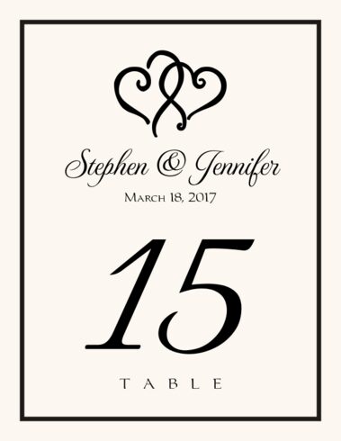 Linked Hearts Wedding Table Numbers And Wedding Reception Table