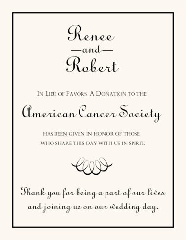 Wedding Donation Card Charity Card Wedding Favor Classic 8