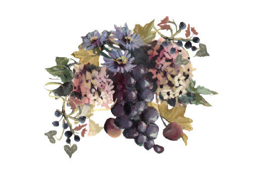 Blue Grapes and Chicory 01 Spring Flowers, Autumn Leaves, Grapes Wedding Illustration