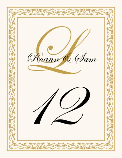 Traditional Monogram 01 Anniversary Table Numbers