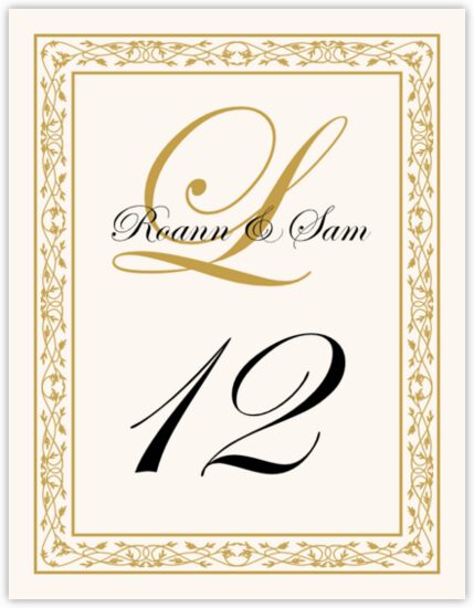 Traditional Monogram 01 Anniversary Table Numbers