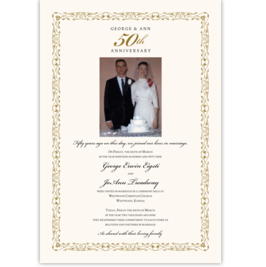 50th Wedding Anniversary Anniversary Certificates