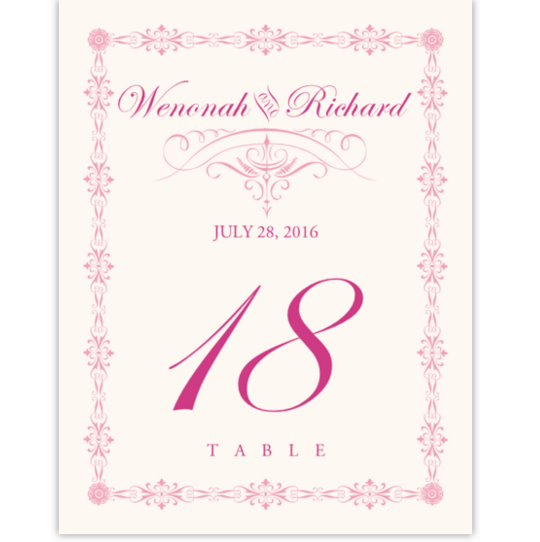 A Kiss Goodnight Contemporary and Classic Table Numbers