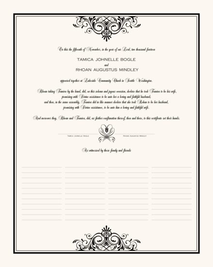 Accordion Contemporary and Classic Wedding Certificates