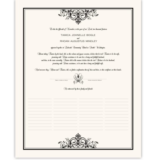 Accordion Contemporary and Classic Wedding Certificates