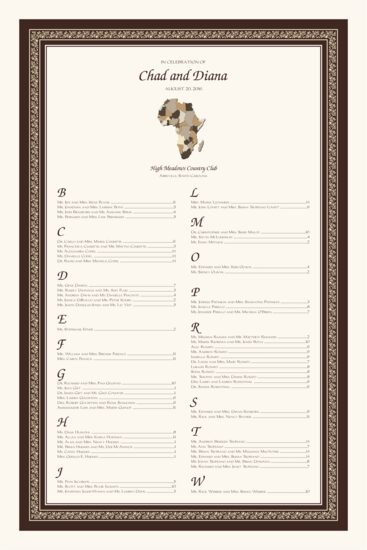 Map of Africa African Seating Charts