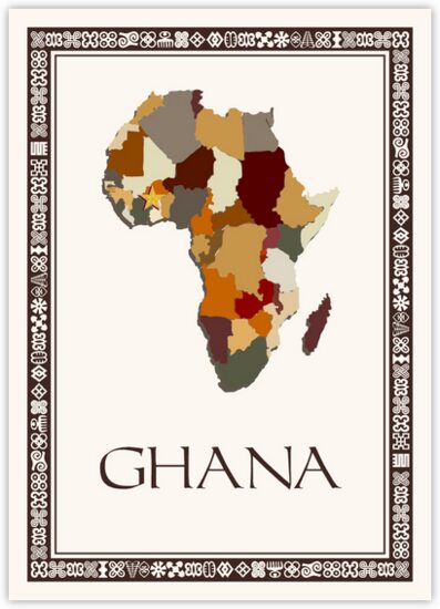 African Map Table Name with Adinkra Border