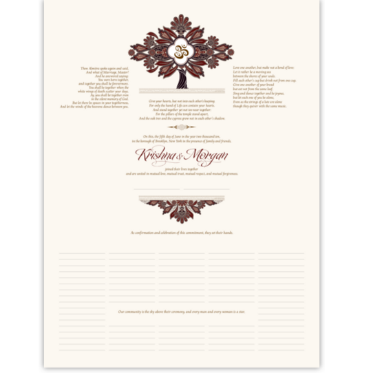 Ananda Tree Indian Wedding Certificates