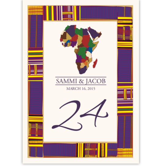 Ashanti Kente Cloth African Inspired Table Numbers