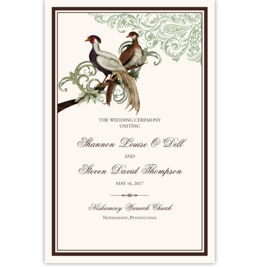 Asian Peace Birds Birds and Butterflies Wedding Programs
