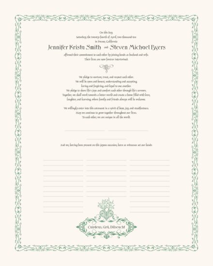 Bailey's Celtic Monogram Celtic Wedding Certificates