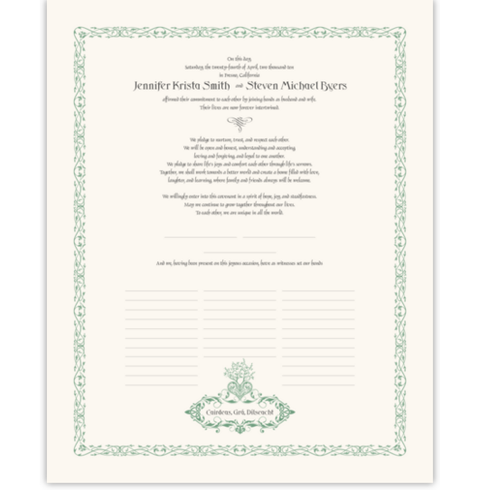 Bailey's Celtic Monogram Celtic Wedding Certificates