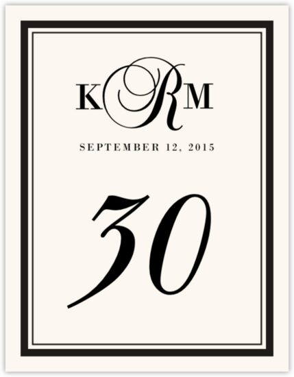 Bailly Monogram 04 Contemporary and Classic Table Numbers