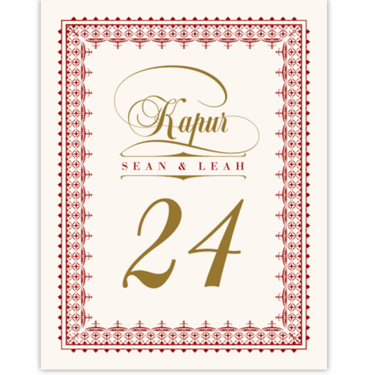 Bailly Monogram 14 Contemporary and Classic Table Numbers