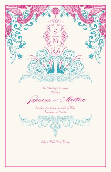 Paisley and Peacocks Indian/Hindu Wedding Programs