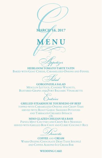 Bickham Watermark 2 Contemporary and Classic Menus