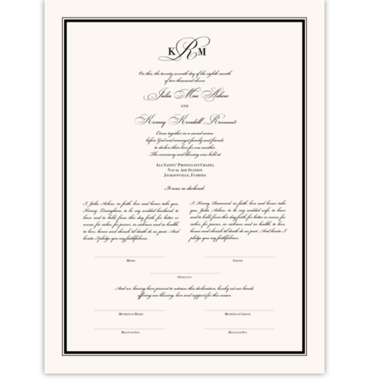 Bickham Monogram 04 Contemporary and Classic Wedding Certificates