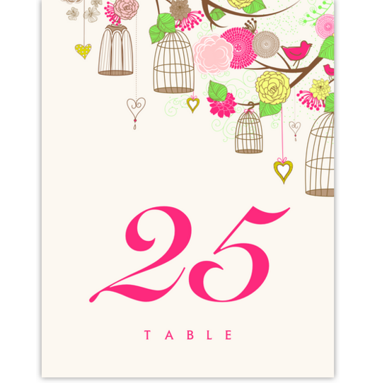 Bird Cages Birds and Butterflies Table Numbers