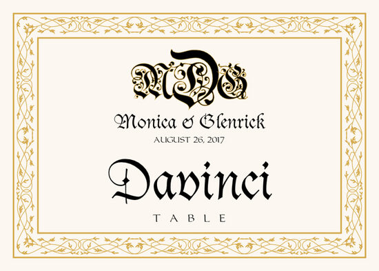 Blackletter Gothic Contemporary and Classic Table Names