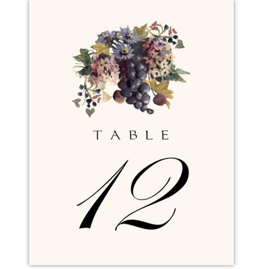Blue Grapes and Chicory 01 Fruit and Grape Table Numbers