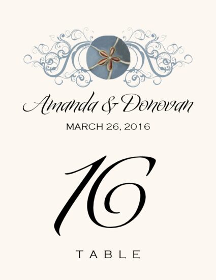 Blue Sand Dollar Beach and Seashell Table Numbers