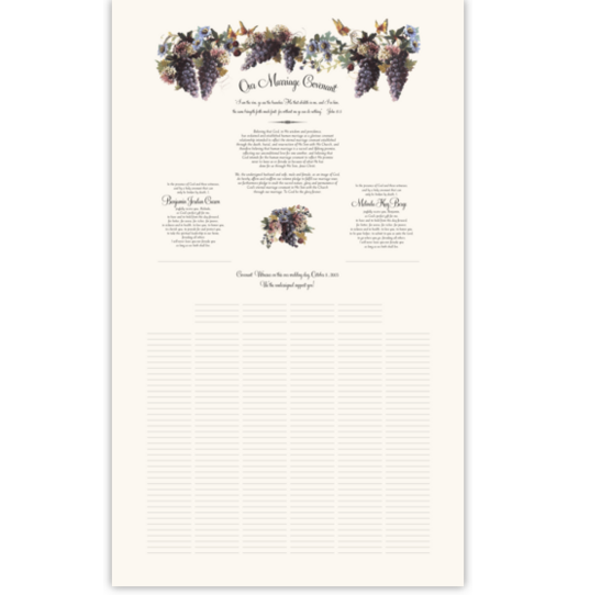 Blue Grapes and Butterflies Grapes and Fruit Wedding Certificates