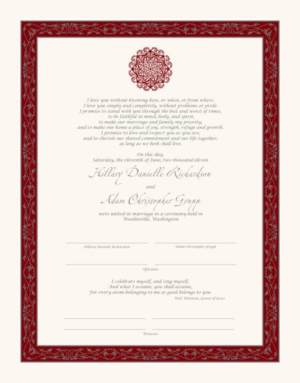 Mandala Indian Wedding Certificates