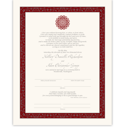 Mandala Indian Wedding Certificates