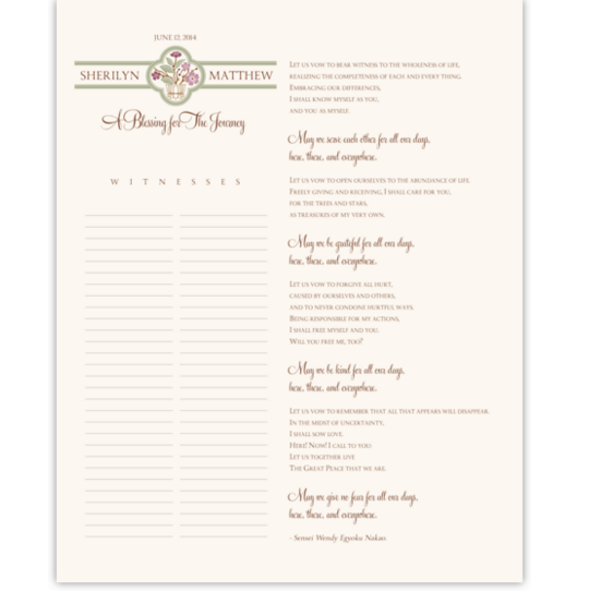 Lotus Blossom Religious Wedding Certificates