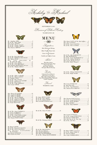 Butterfly Collector Birds and Butterflies Seating Charts