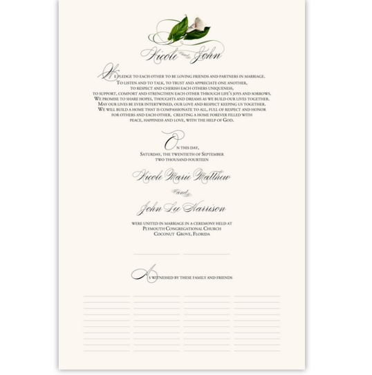 Calla Lily Swirl 02 Flower Wedding Certificates