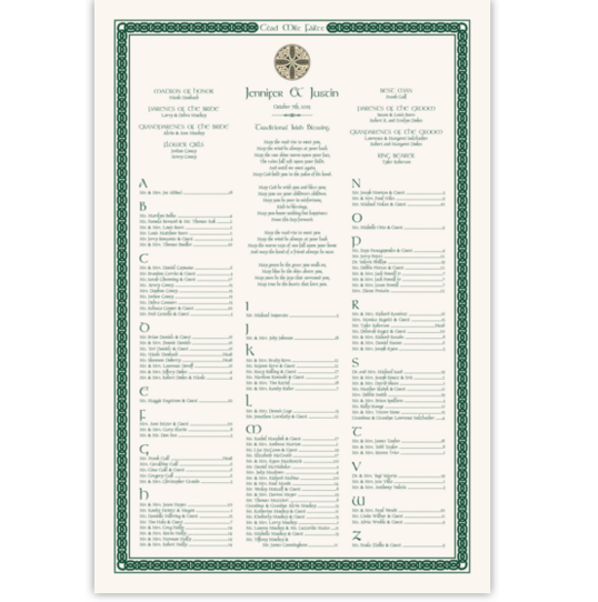 Céad Míle Fáilte - A Thousand Welcomes Celtic Wedding Seating Charts