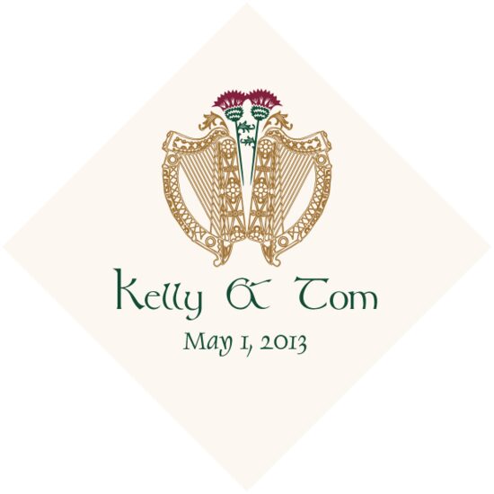 Celtic Harp and Thistle Celtic Theme Wedding Favor Tags