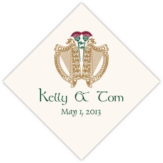 Celtic Harp and Thistle Celtic Theme Wedding Favor Tags