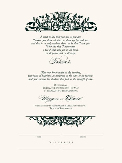 Scott's Garden Celtic Wedding Certificates